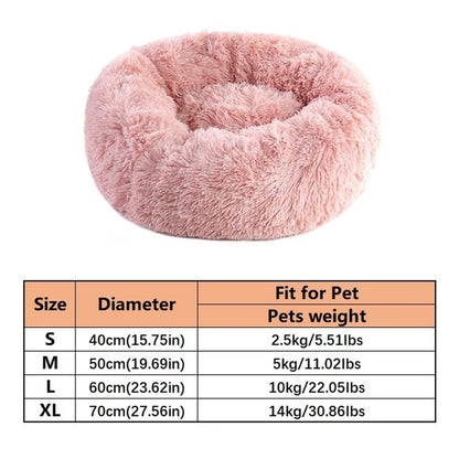 Soft Pet Cat Bed Pad Plush Warm Faux Fur Dog Calm Bed Donut round Bed Comfortable Sleeping Washable for Small Medium Dog and Cat