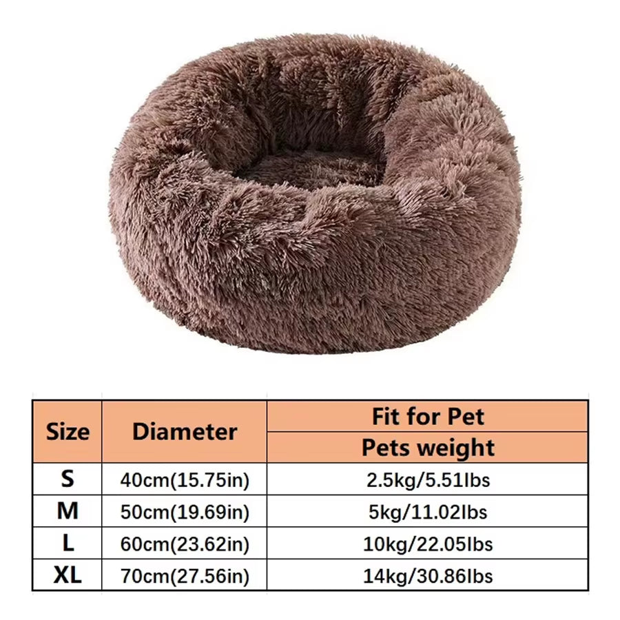 Soft Pet Cat Bed Pad Plush Warm Faux Fur Dog Calm Bed Donut round Bed Comfortable Sleeping Washable for Small Medium Dog and Cat