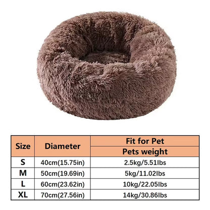 Soft Pet Cat Bed Pad Plush Warm Faux Fur Dog Calm Bed Donut round Bed Comfortable Sleeping Washable for Small Medium Dog and Cat